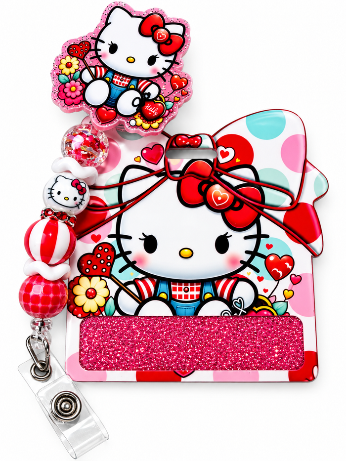 Red Hello Kitty Badge Reel & Badge Buddy