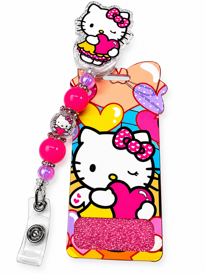 Pink Hello Kitty Badge Reel & Badge Buddy