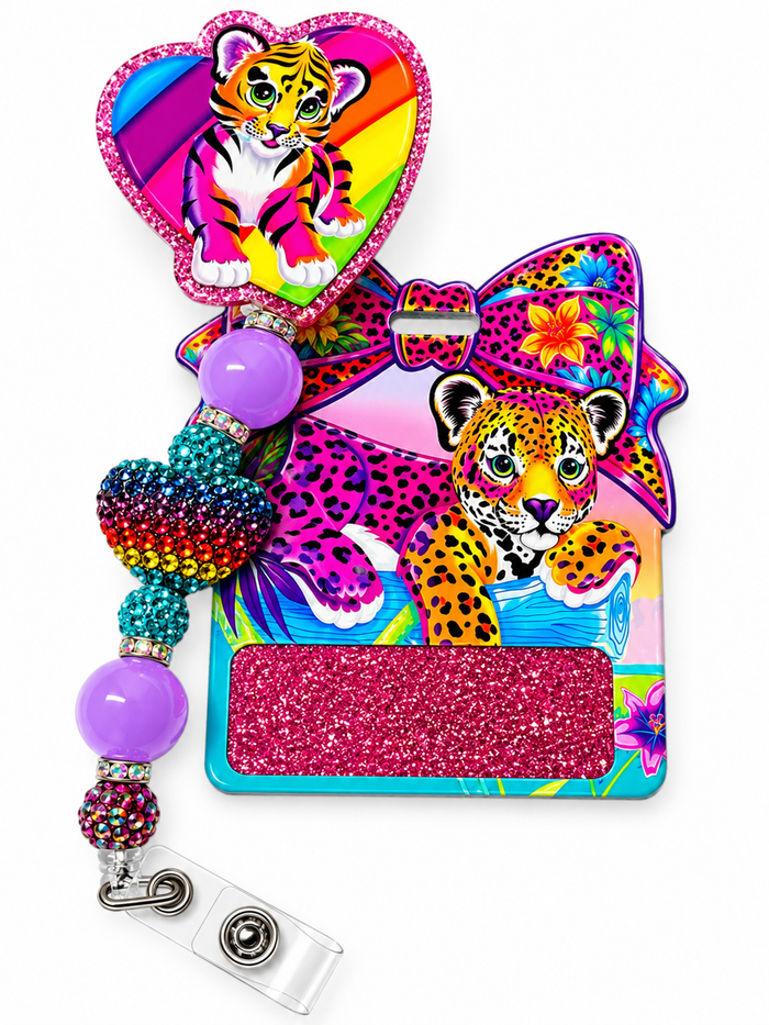 Lisa Frank Leopard Badge Reel & Badge Buddy