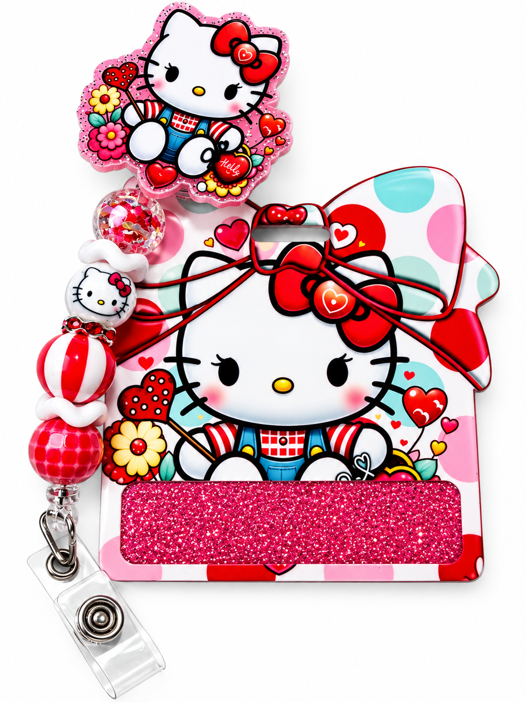 Red Hello Kitty Badge Reel & Badge Buddy