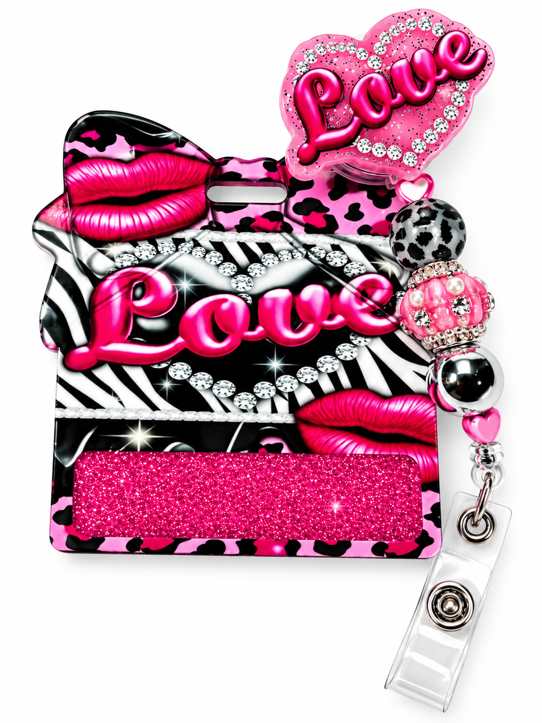 Love Zebra Print Badge Reel & Badge Buddy